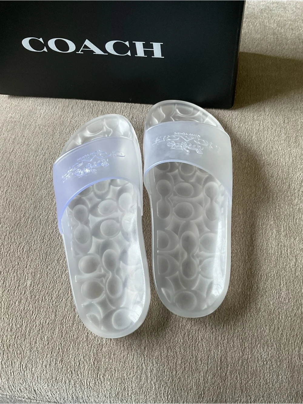 Coach Translucent White Logo Slide Sandals